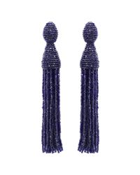 Oscar de la Renta | Blue Bright Navy Long Tassel Earrings | Lyst