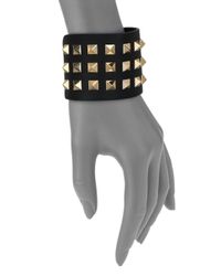 Valentino | Black Rockstud Leather Cuff Bracelet | Lyst