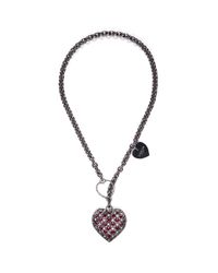 Lanvin | Pink Crystal Embellished Heart Pendant Necklace | Lyst