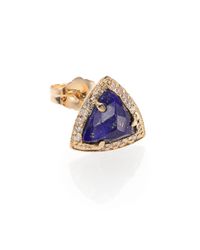 Jacquie Aiche | Metallic Lapis, Diamond & 14k Yellow Gold Triangle Single Stud Earring | Lyst