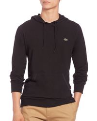 Lacoste | Black Cotton Pullover Hoodie for Men | Lyst