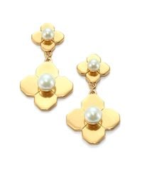 Tory Burch | Metallic Babylon Faux Pearl Drop Earrings | Lyst