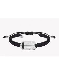 Tateossian - Metallic Silver Id Cut-out Tag Macramé Bracelet for Men - Lyst