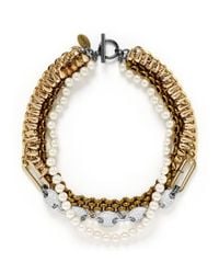 Venna | Metallic Crystal Pavé Strass Station Chain Collar Necklace | Lyst