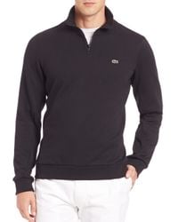 Lacoste | Black Quarter-zip Fleece Sweatshirt for Men | Lyst