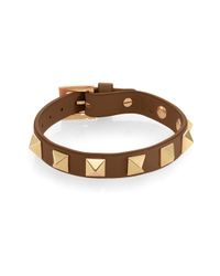 Valentino | Brown Rockstud Small Leather Bracelet | Lyst