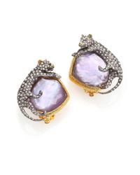 Alexis Bittar | Purple Elements Moonlight Mother-Of-Pearl & Crystal Doublet Panther Clip-On Earrings | Lyst
