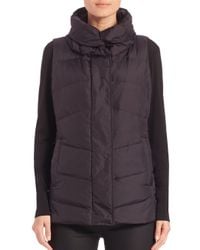 Eileen Fisher | Black High-collar Puffer Vest | Lyst