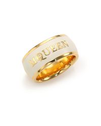Alexander McQueen | Metallic Signature Enamel Band Ring/goldtone | Lyst