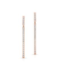 Anne Sisteron - Pink 14kt Rose Gold Diamond Long Bar Baguette Earrings - Lyst