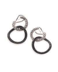 John Hardy | Metallic Classic Chain Black Sapphire & Sterling Silver Lava Double Hoop Drop Earrings | Lyst