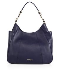 Ferragamo | Blue Elle Leather Hobo Bag | Lyst