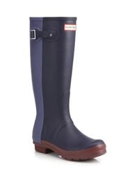 HUNTER | Blue Original Ribbed Colorblock Rain Boots | Lyst