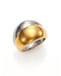 Tory Burch | Yellow Sculpted Two-Tone Ring | Lyst