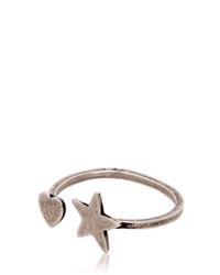 Saint Laurent | Metallic Star & Heart Silver Ring | Lyst