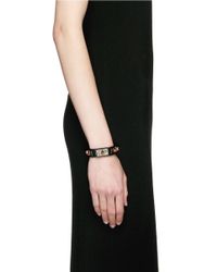 Givenchy | Black Shark Tooth Strass Stud Leather Bracelet | Lyst
