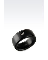 Emporio Armani | Black Steel Ring for Men | Lyst