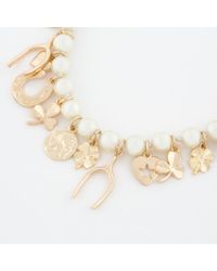 Paul Smith | Metallic Gold Love And Luck Charm Pearl Necklace | Lyst