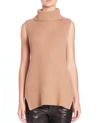 Vince | Brown Directional Ribbed Turtleneck Sweater | Lyst