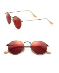 Ray-Ban | Gold Round Metal Sunglasses for Men | Lyst