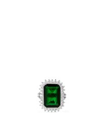 CZ by Kenneth Jay Lane | Green Emerald Cut Cubic Zirconia Pavé Ring | Lyst