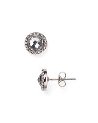 Rebecca Minkoff | Silver Pavé Halo Stud Earrings | Lyst