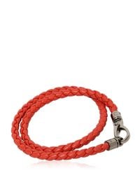 Tod's | Orange "my Colors" Braided Leather Bracelet for Men | Lyst