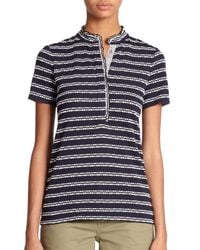 Tory Burch | Blue Lidia Patterned Polo Shirt | Lyst