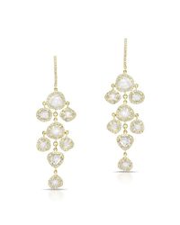 Anne Sisteron | Metallic 14kt Yellow Gold Diamond Slice Mini Chandelier Earrings | Lyst