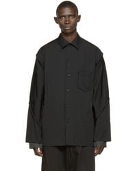 Yohji yamamoto Black Straight_cut Shirt Jacket in Black for Men | Lyst