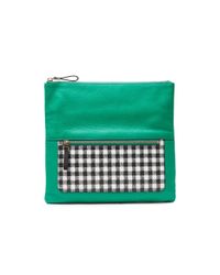 Diane von Furstenberg | Green Voyage Gingham Colorblock Foldover Pochette | Lyst