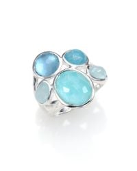 Ippolita | Rock Candy Larimar, Aquamarine, Blue Topaz, Mother-Of-Pearl & Sterling Silver Cluster Ring | Lyst