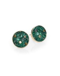 Plevé | Green Verde Tsavorite, Multicolor Diamond & 18K Yellow Gold Stud Earrings | Lyst