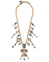 Dolce & Gabbana Metallic Key Charms Necklace