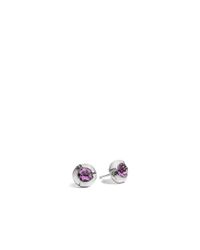 John Hardy | Purple Bamboo Stud Earring In Silver With 7mm Gemstone | Lyst