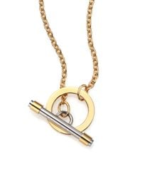Tory Burch | Metallic Two-Tone Toggle Pendant Necklace | Lyst