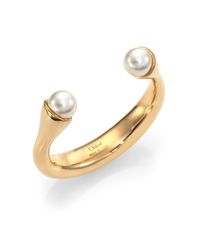Chloé | Metallic Darcey Faux Pearl Cuff Bracelet | Lyst