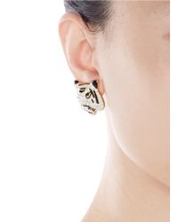Kenneth Jay Lane | Multicolor Crystal Pavé Tiger Clip Earrings | Lyst