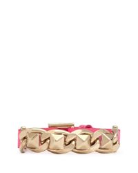 Valentino | Pink Rockstud Chain Leather Bracelet | Lyst