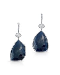Anne Sisteron - Blue 14kt White Gold Diamond Slice Sapphire Earrings - Lyst