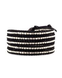 Chan Luu - Metallic Sterling Silver Wrap Bracelet On Black Leather - Lyst