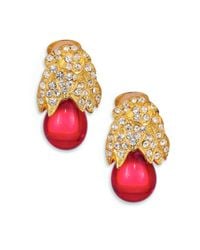 Kenneth Jay Lane | Metallic Sparkle-capped Drop Clip Earrings | Lyst