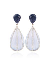 Nina Runsdorf | Blue Chalcedony and Blue Sapphire Earrings | Lyst