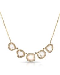 Anne Sisteron - 14kt Yellow Gold 5 Diamond Slice Princess Necklace - Lyst