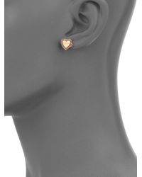 Michael Kors | Pink Heritage Signature PavÉ Heart Stud Earrings | Lyst