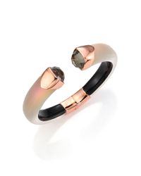 Alexis Bittar | Pink Lakana Lucite, Pyrite & Crystal Crocodile-Textured Cuff Bracelet | Lyst