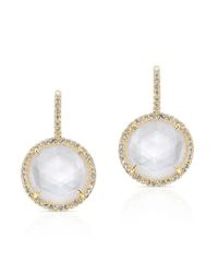 Anne Sisteron | Metallic 14kt Yellow Gold Mother Of Pearl Diamond Lune Earrings | Lyst