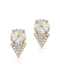 Anne Sisteron - 14kt Yellow Gold Moonstone Diamond Maddie Stud Earrings - Lyst