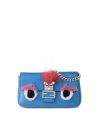 Fendi | Blue Micro Rabbit Fur, Fox Fur & Leather Baguette | Lyst