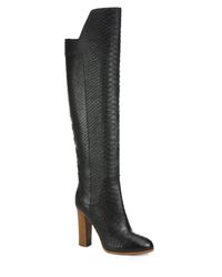 Vince | Black Dempsey Python Print Leather Over-the-knee Boots | Lyst